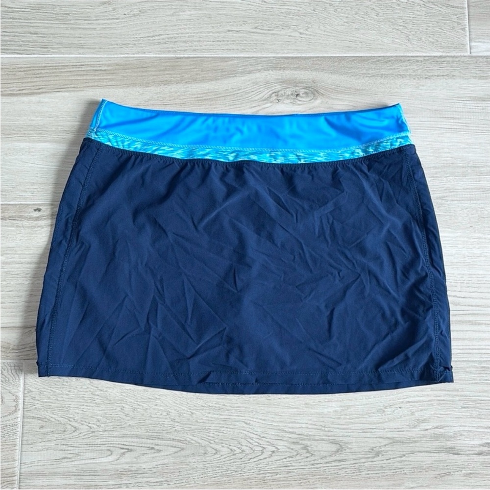 Tangerine Navy Swim Skort with Aqua Waistband